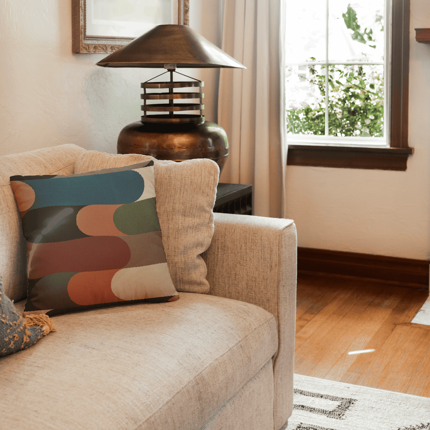 Retro Modern Color Block Woven Pillow