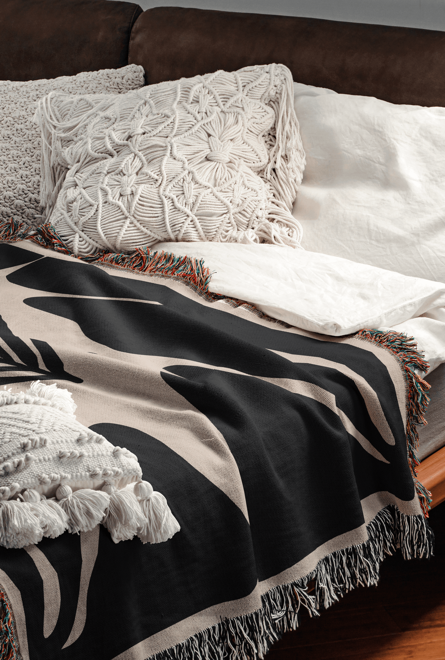 Modern Abstract Floral Woven Throw Blanket