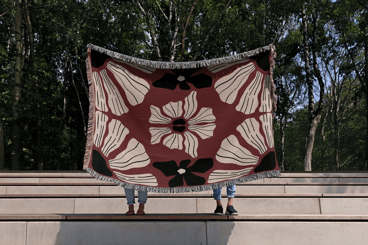 Matisse Floral Abstract Woven Cotton Blanket