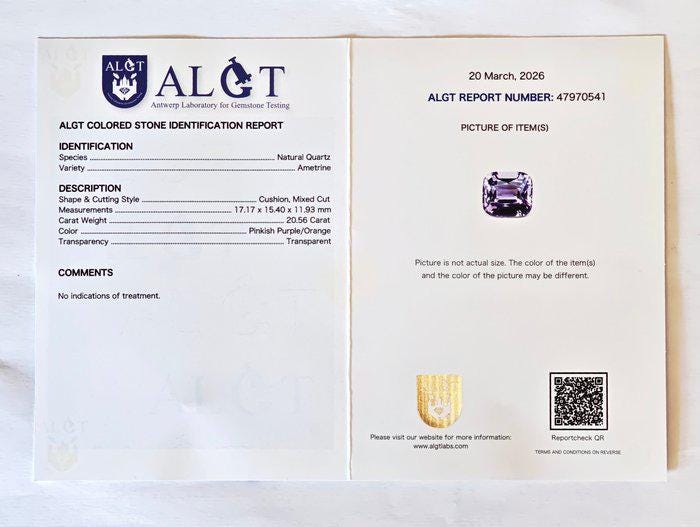 Natural Ametrine Cushion Gemstone | Pastel Lavender Peach Certified Loose Stone