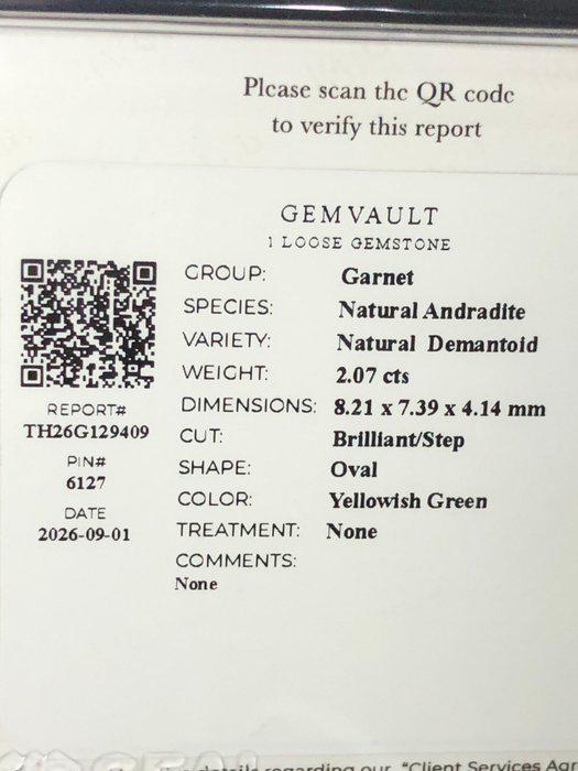 Natural Demantoid Garnet 2.07 Ct Certified | Untreated Green Oval Loose Gemstone | Rare Andradite Garnet