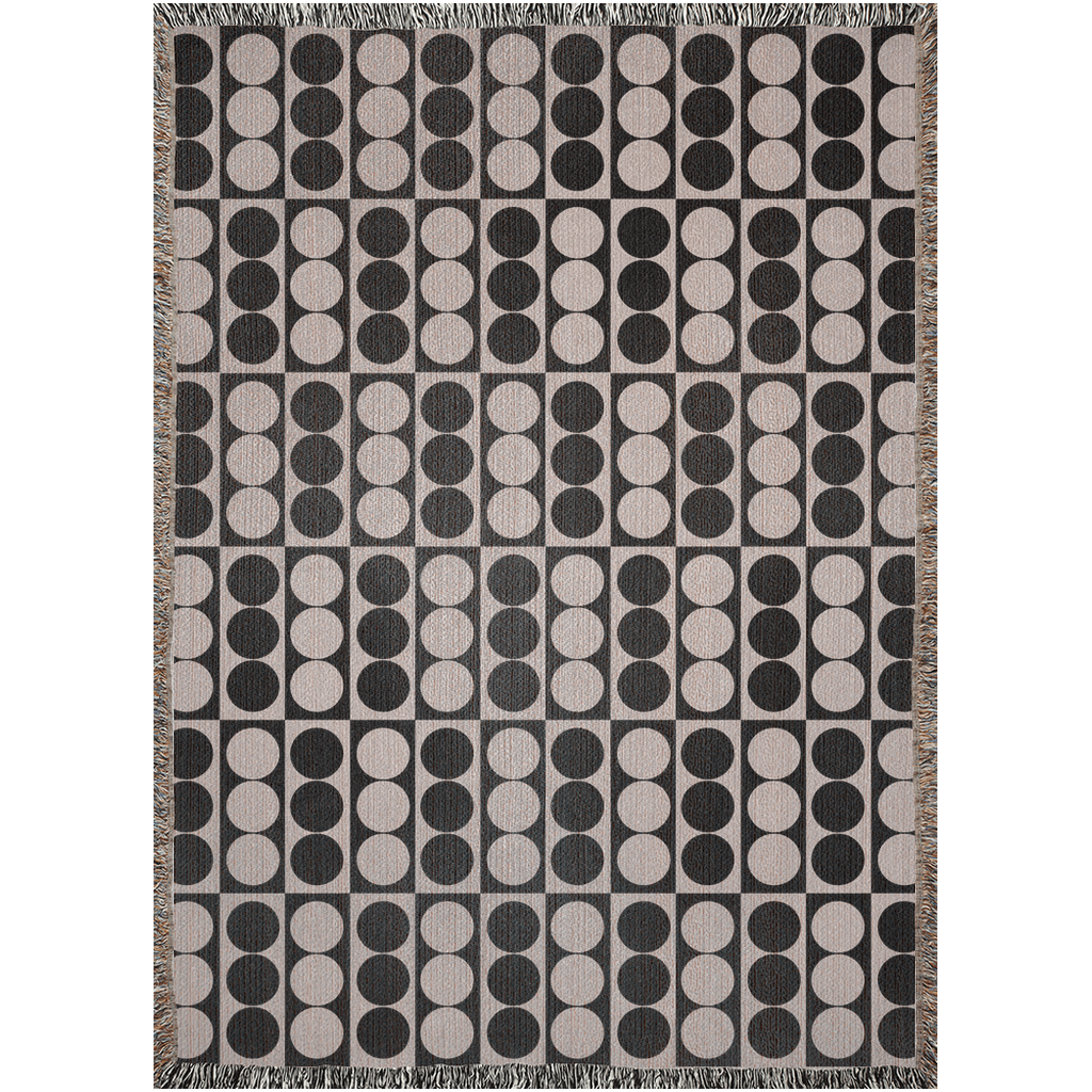 Monochrome Retro Grid Woven Throw Blanket
