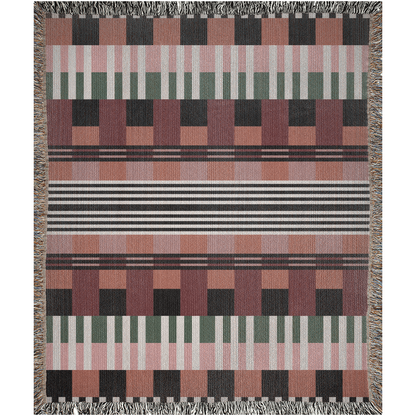Modern Checkered Stripes Woven Throw Blanket