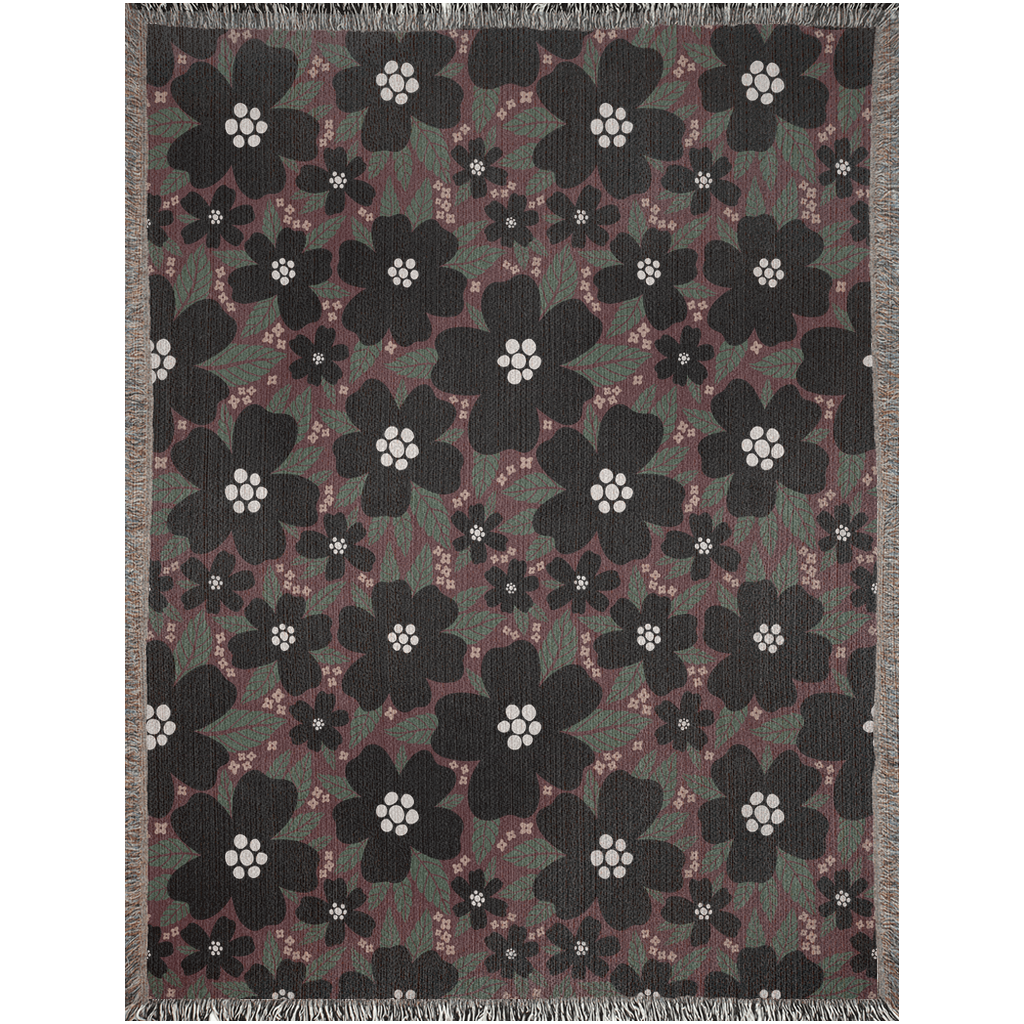 Midnight Bloom Woven Throw Blanket