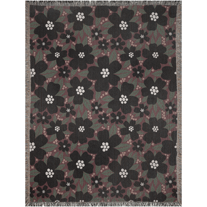 Midnight Bloom Woven Throw Blanket