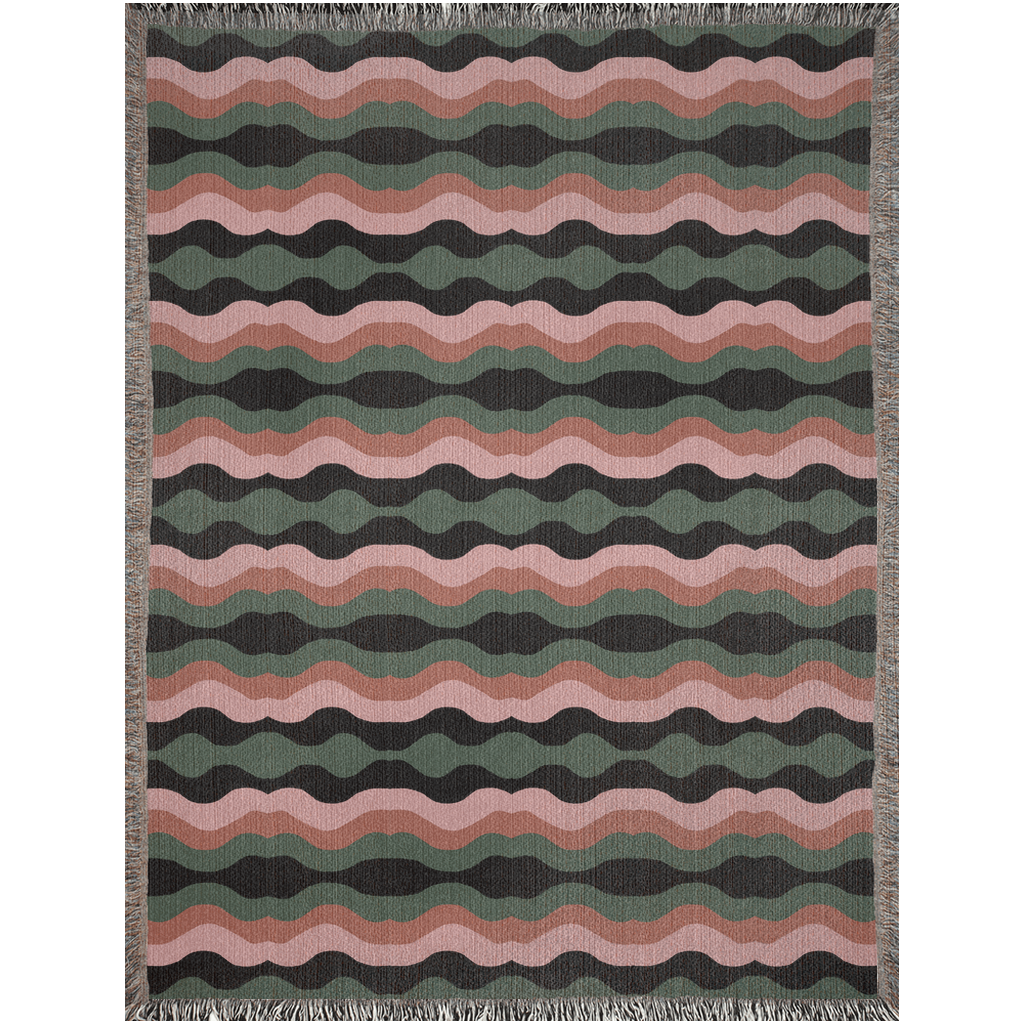 Retro Waves Woven Cotton Blanket