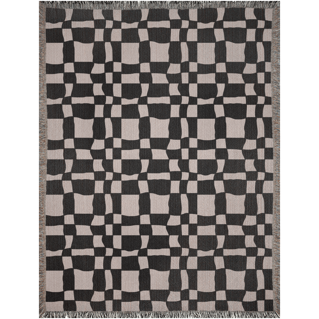 Wavy Checkered Woven Throw Blanket