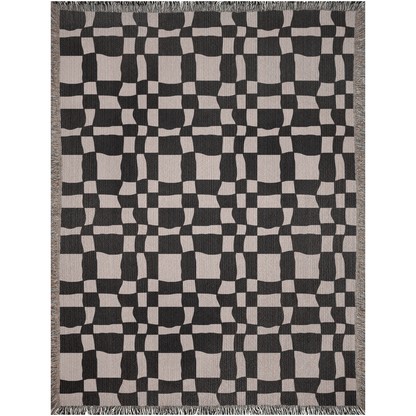 Wavy Checkered Woven Throw Blanket