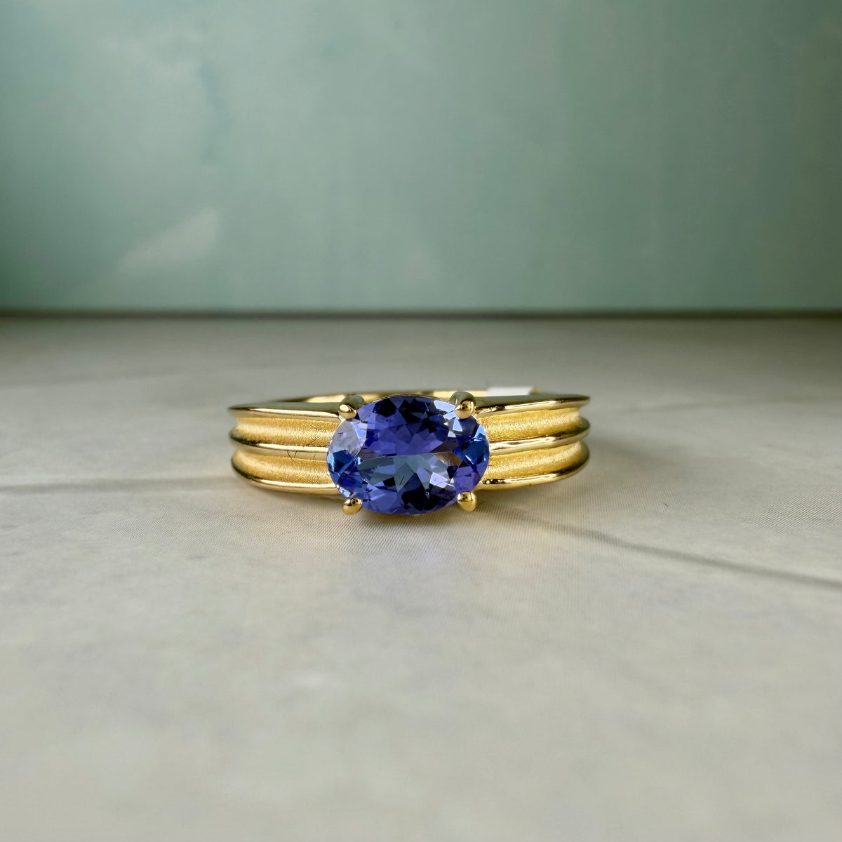 Oval Tanzanite Solitaire Ring | Gold Plated Sterling Silver, December Birthstone