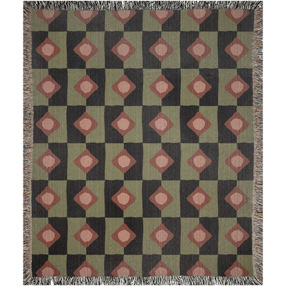 Retro Diamond Check Woven Throw Blanket