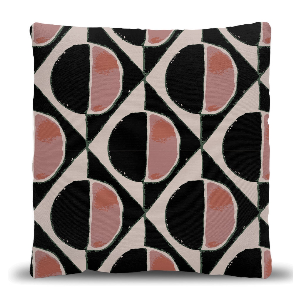 Modern Geometric Circle and Triangle Woven Pillow