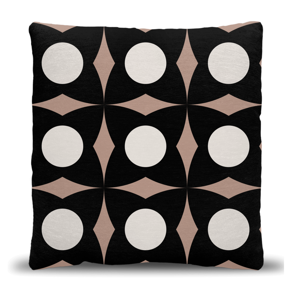 Beige and Black Geometric Luxe Woven Pillow