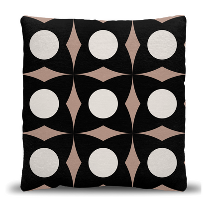 Beige and Black Geometric Luxe Woven Pillow