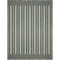 Striped Woven Cotton Blanket in Green and Beige