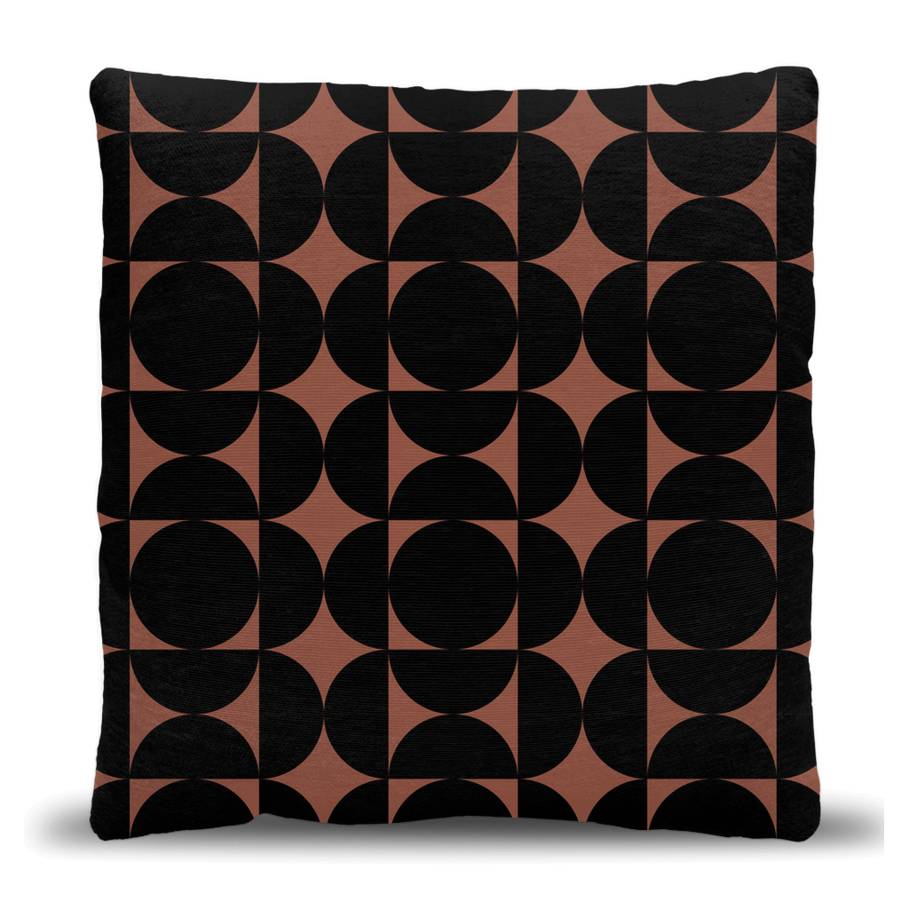 Black and Burnt Orange Retro Geometric Throw Pillow - 17x18 inch