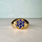 Natural Tanzanite Cluster Signet Ring | Gold Plated Sterling Silver Statement Cocktail Ring