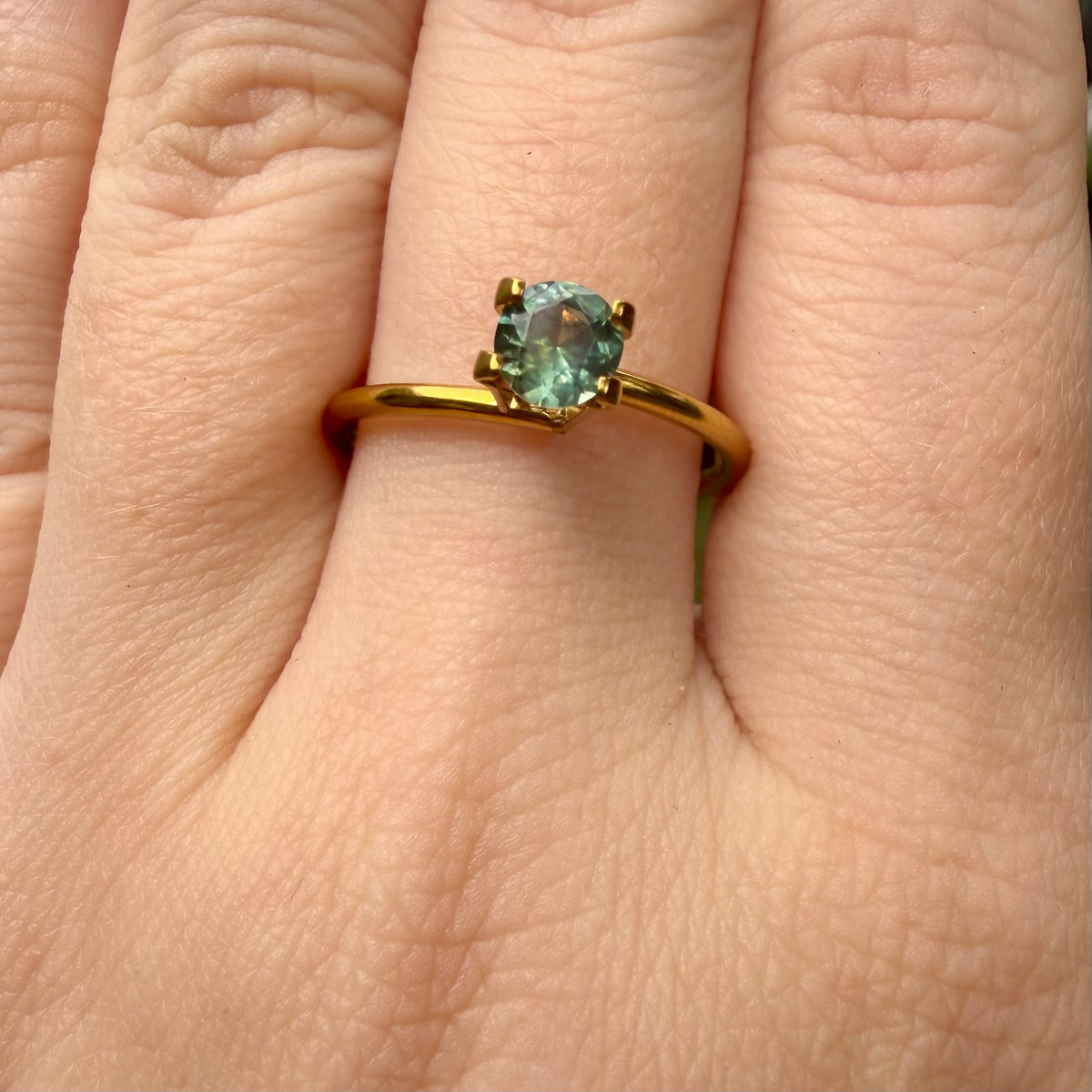 0.50 Ct Natural Montana Sapphire | Round Green Teal Loose Sapphire | Hand Mined Montana Gemstone | American Mined September Birthstone