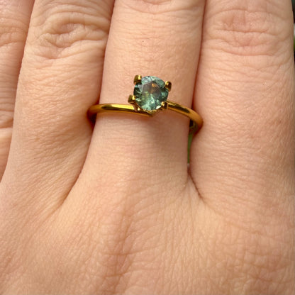 0.50 Ct Natural Montana Sapphire | Round Green Teal Loose Sapphire | Hand Mined Montana Gemstone | American Mined September Birthstone