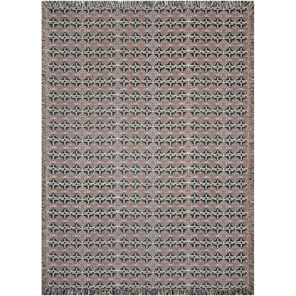 Vintage Terracotta and Black Geometric Woven Throw Blanket