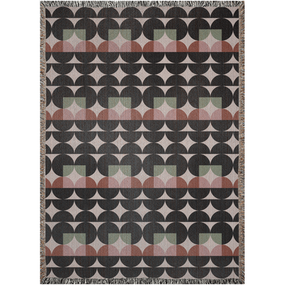 Modern Circles and Squares Geometric Cotton Blanket