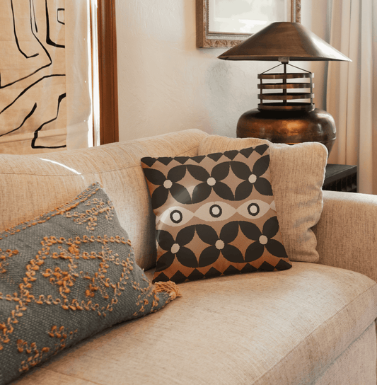 Bold Retro Geometric Throw Pillow