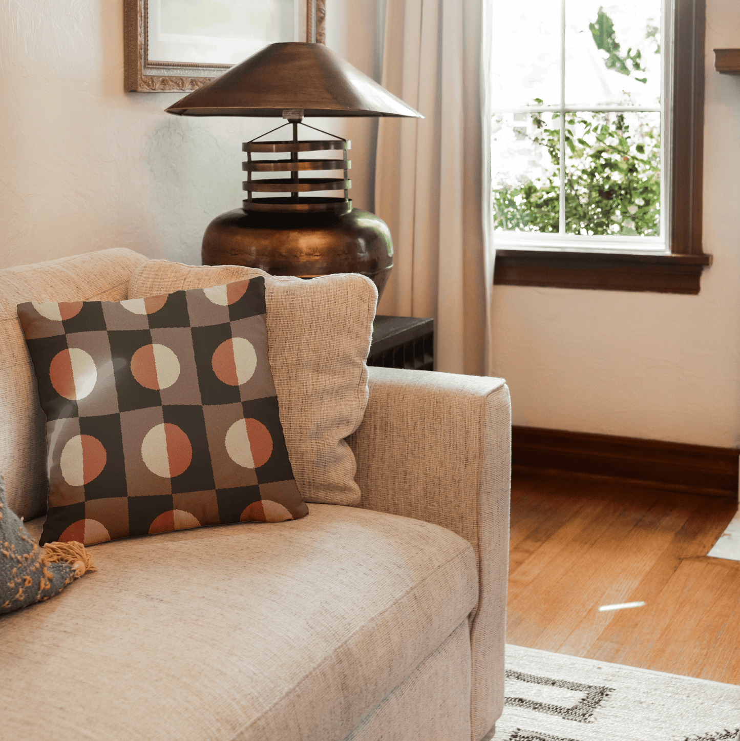 Modern Checkered Circle Woven Pillow