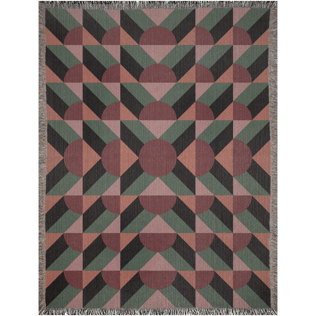 1970s Geometric Harmony Woven Throw Blanket