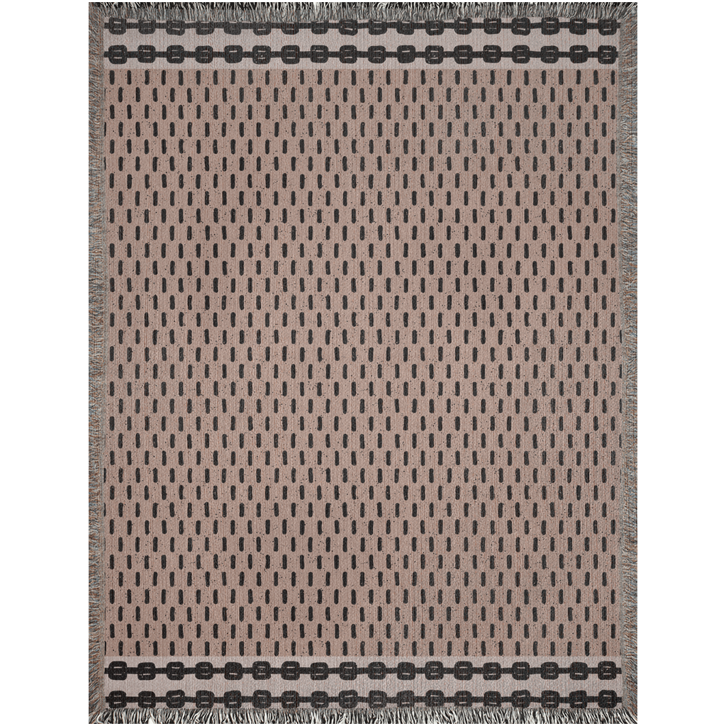 Dot Pattern Woven Cotton Blanket in Beige and Black