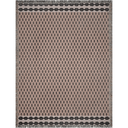 Dot Pattern Woven Cotton Blanket in Beige and Black