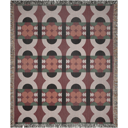 Retro Modern Geometric Woven Throw Blanket