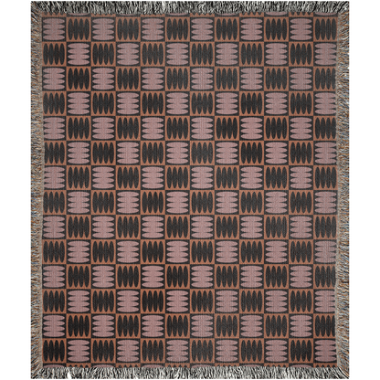 Rust and Mauve Geometric Woven Throw Blanket