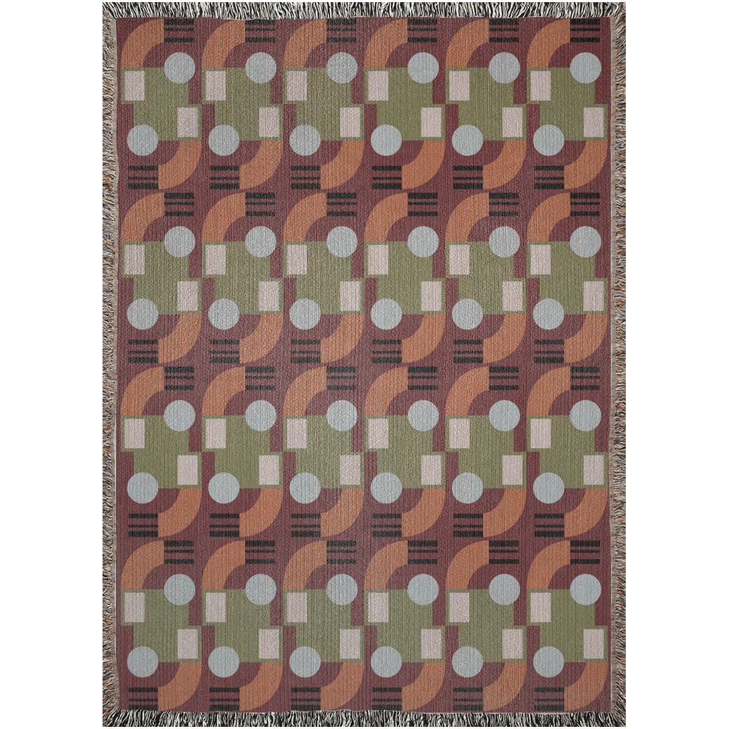 Abstract Geometric Cotton Throw Blanket