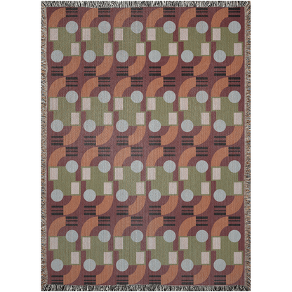 Abstract Geometric Cotton Throw Blanket