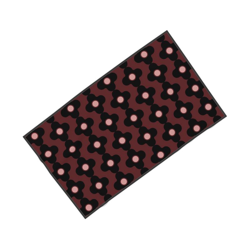 Maroon And Black Psychedelic Flower Towel