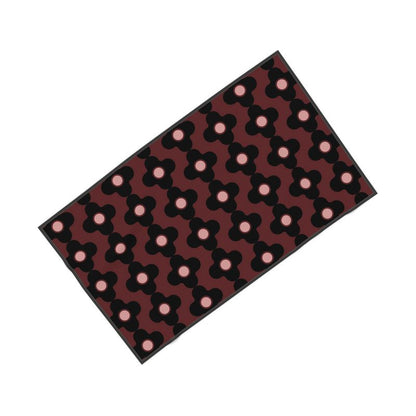 Maroon And Black Psychedelic Flower Towel