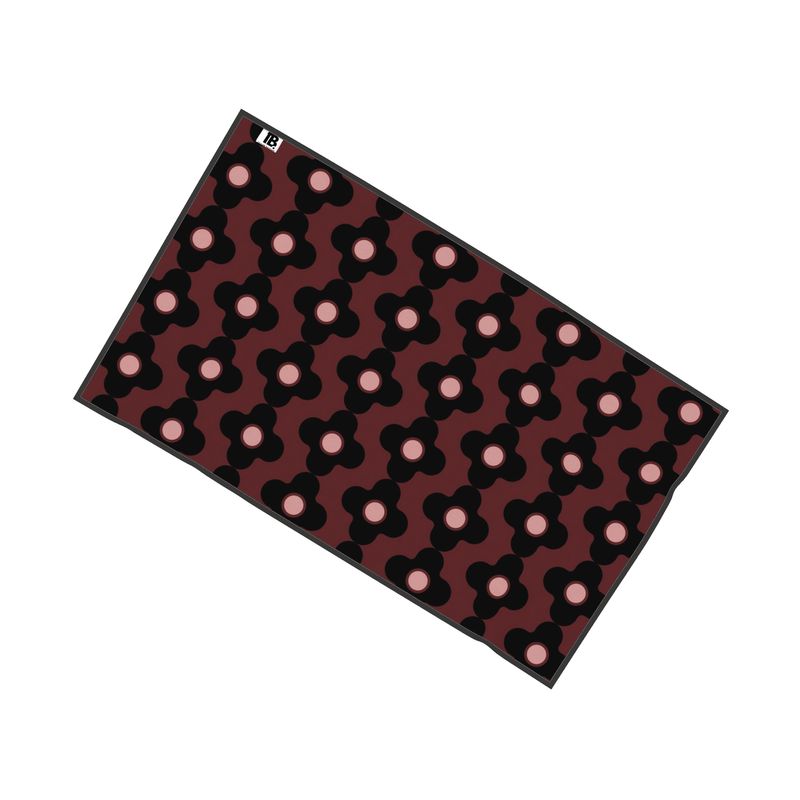Maroon And Black Psychedelic Flower Towel