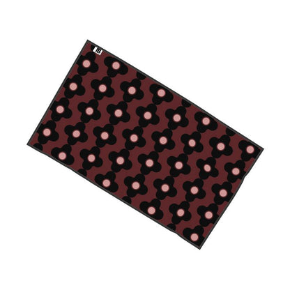 Maroon And Black Psychedelic Flower Towel