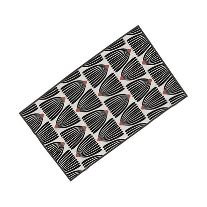 Mid Century Modern Black Flower Pattern Towel