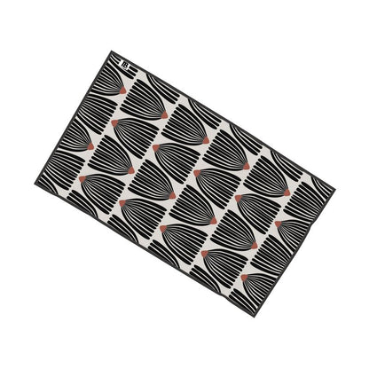 Mid Century Modern Black Flower Pattern Towel