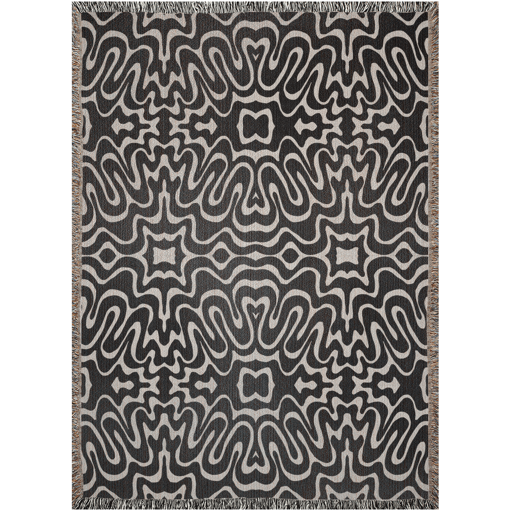 Monochrome Psychedelic Woven Cotton Throw Blanket