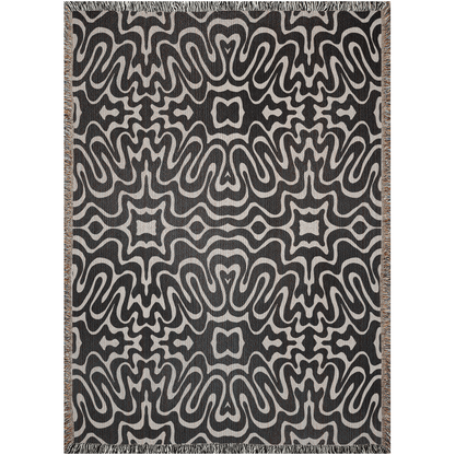 Monochrome Psychedelic Woven Cotton Throw Blanket