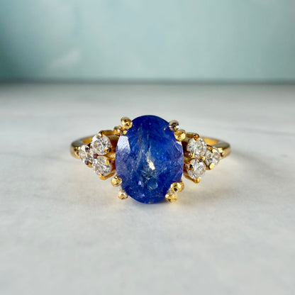 Natural 1.5 Ct Oval Tanzanite Ring | Solid 925 Sterling Silver Ring | Promise Engagement Gift
