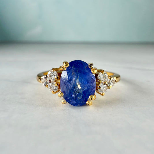 Natural 1.5 Ct Oval Tanzanite Ring | Solid 925 Sterling Silver Ring | Promise Engagement Gift
