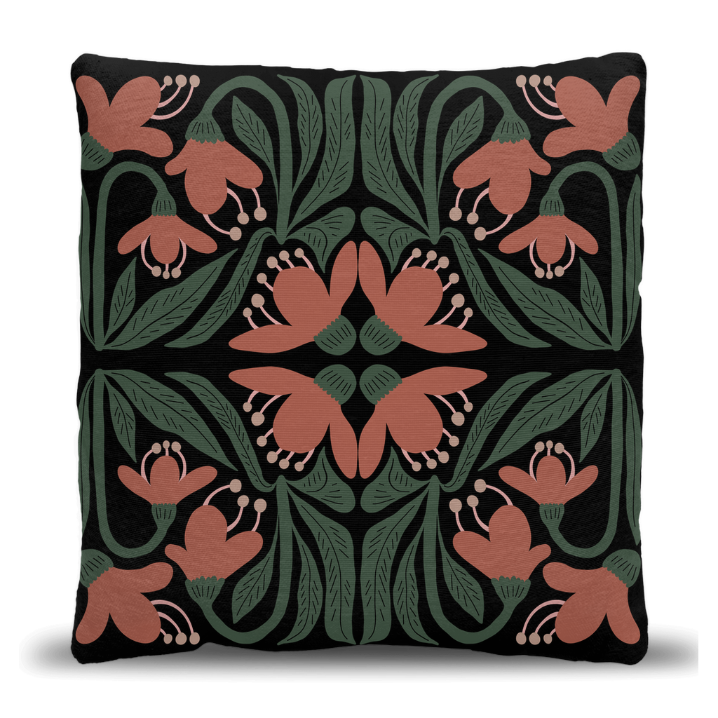 Terracotta Floral Motif Woven Pillow - 17x18 inch