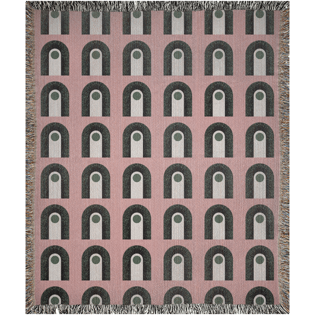 Pink and Black Brutalist Arches Woven Blanket