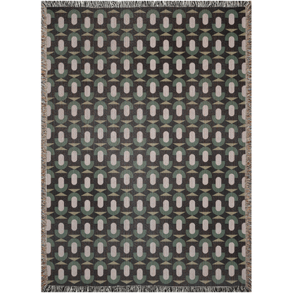 Green Mid-Century Geometric Woven Throw