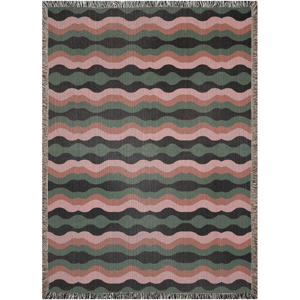 Retro Waves Woven Cotton Blanket