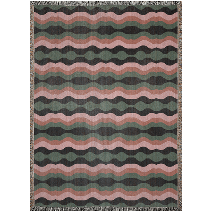 Retro Waves Woven Cotton Blanket