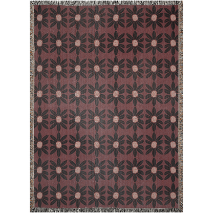 Retro Vintage Floral Woven Throw Blanket