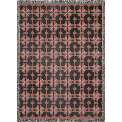 Fall Colors Abstract Flower Pattern Woven Cotton Throw Blankets - Taylor Bassam